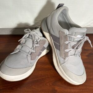 Sorel Womens Out N About III Low Sneaker Canvas WP Moonshine, Sea Salt Size 8.5